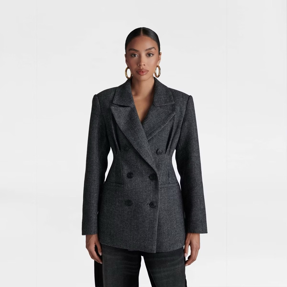 Women's Charcoal Double-Breasted Blazer